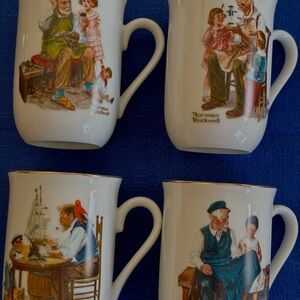 (4) Norman Rockwell Mugs 1982